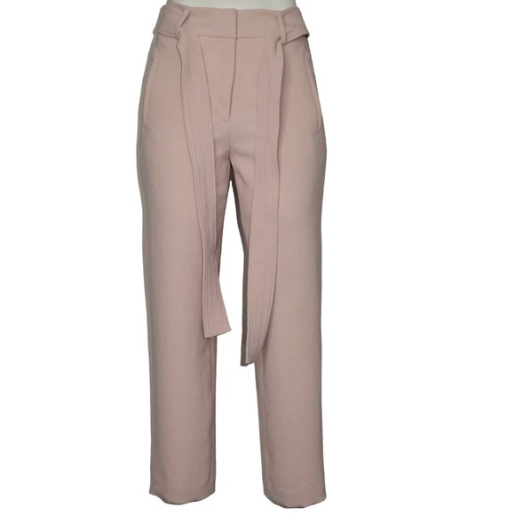 Wilfred Jallade Pink High Waisted Tie Front Crepe Pants Size 2 - Picture 8 of 12
